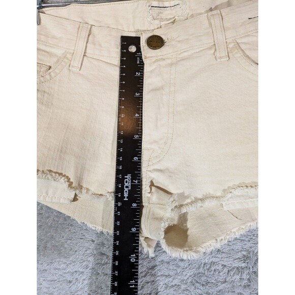 Current/Elliott 70s mini mini cutoff low rise shorts hippie cream frayed 27 - Picture 4 of 9